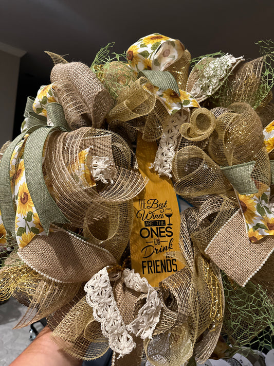 Sunflower Wine Wreath